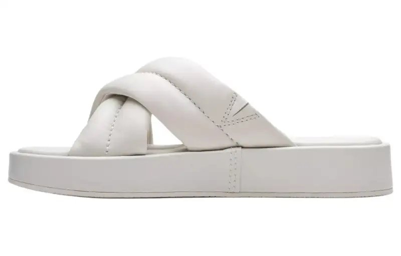 Clarks Leather Slide Slippers Women's White