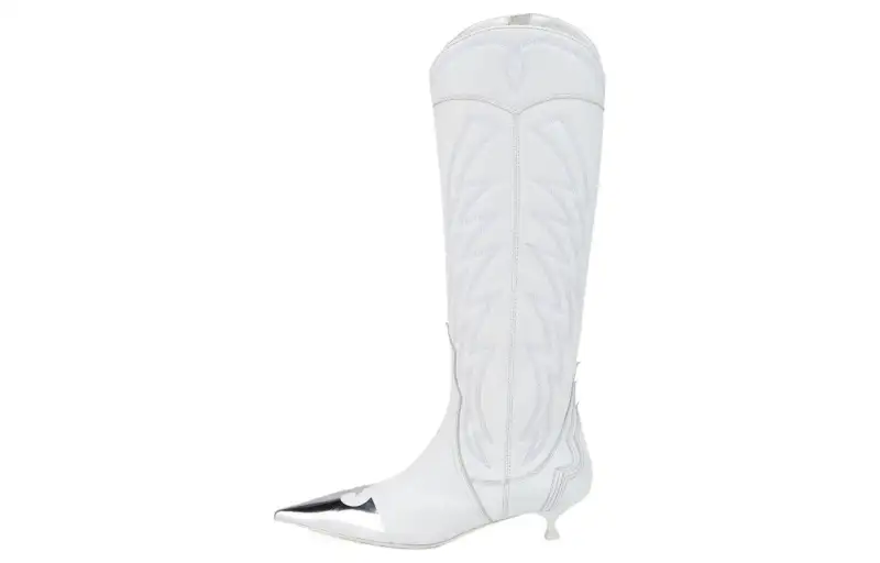 AGL Leather Knee high Boots 3cm Women's White