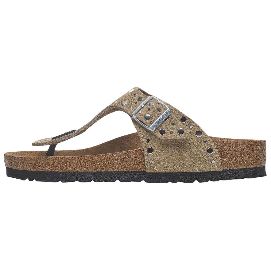 Женские сандалии Birkenstock Gizeh Rivets (серо-коричневые)