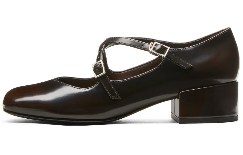 CHARLES&KEITH Small Ck Pu Chunky Heel Mary Jane Shoes 4cm Women's