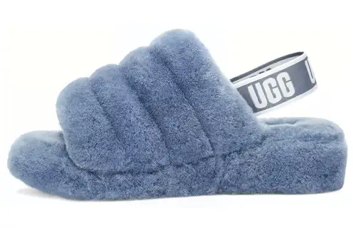 UGG FLUFF YEAH Slide Sheepskin Stylish Sandal Women's Aloha Blue