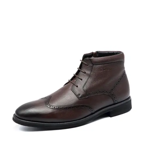 Chrisdien Deny Top Grain Cow Leather Ankle Boots Men's Coffee