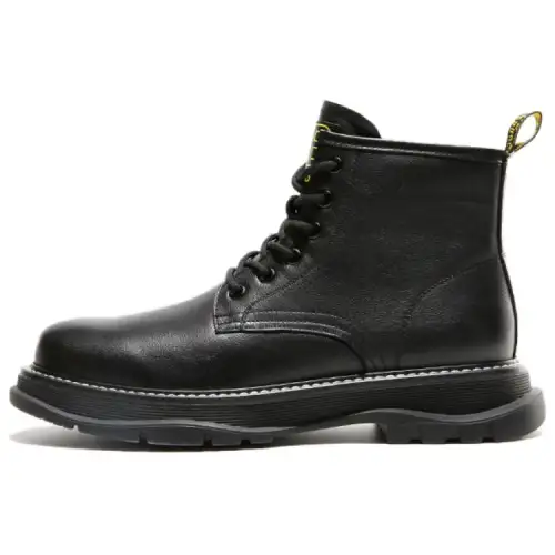 JANE HARLOW Leather Crew Combat Boots Men's Black