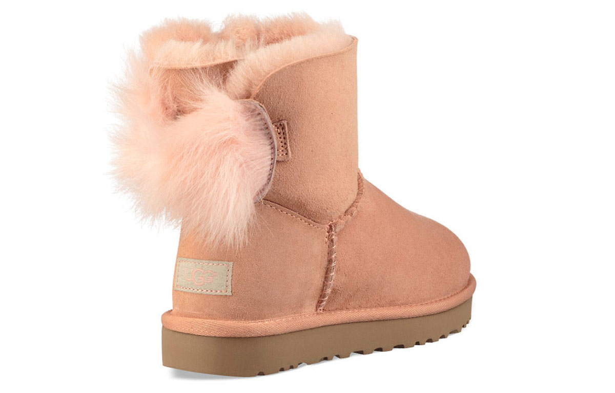 Женские ботинки UGG Fluff Bow Mini (розовые) — фото 4