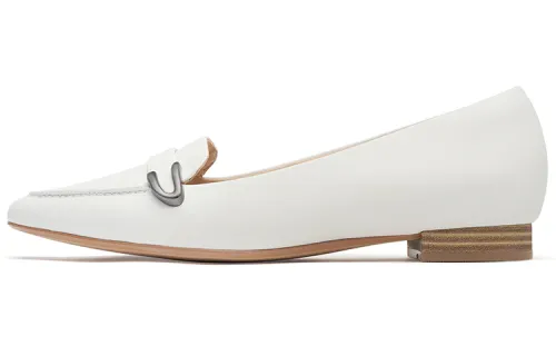 Clarks Cow Leather, Leather Flat Mary Jane Shoes Women's White