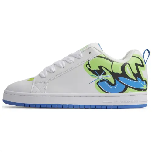 DC Shoes Court Graffik Leather Lightweight Low top Skateboard Shoes Men's White
