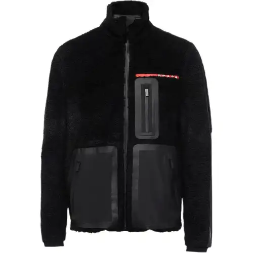 PRADA Jackets Men's Black Stand Collar Moderate Other