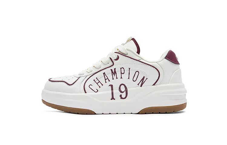 Champion Synthetic Leather Slip Resistant Abrasion Resistant Skateboard Shoes Women's Dark Red