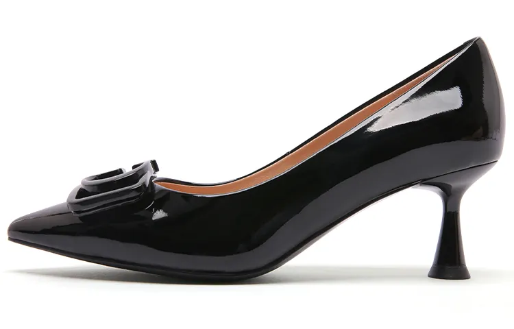 PACO GIL Cow Leather Slim Heel High Heels 6.0cm Women's Black