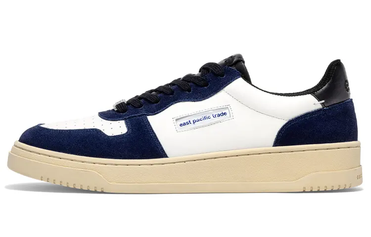 East Pacific Trade Court Collection Leather Lace Up Low top Skateboard Shoes Men's Blue White