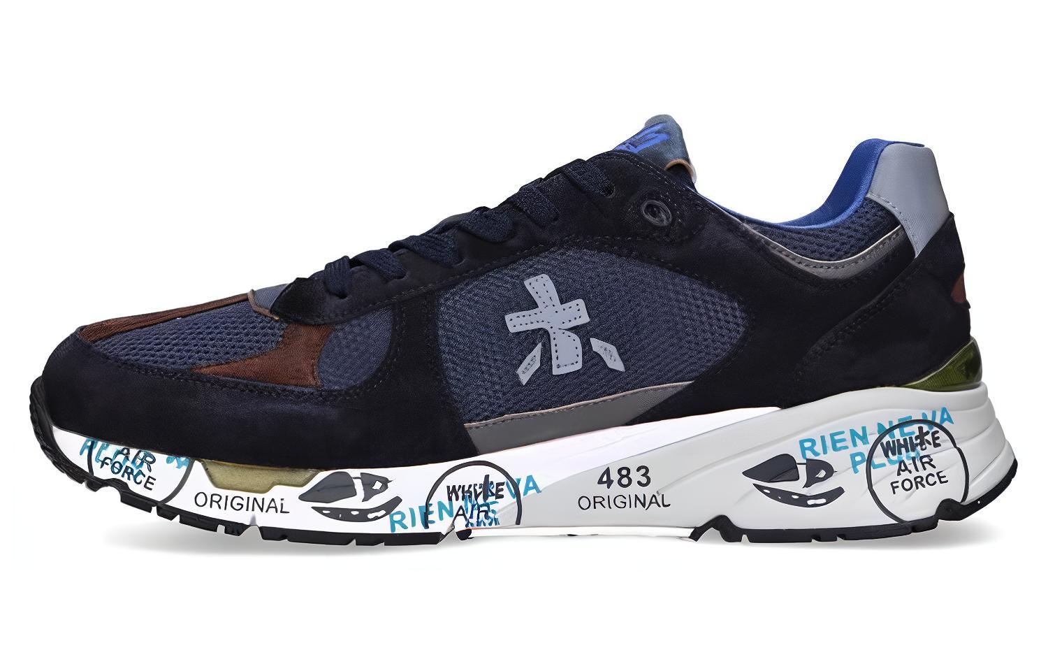 PREMIATA Mase Textile, Leather Fashion Low top Casual Shoes Men's Midnight Blue