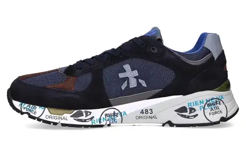 PREMIATA Mase Textile, Leather Fashion Low top Casual Shoes Men's Midnight Blue