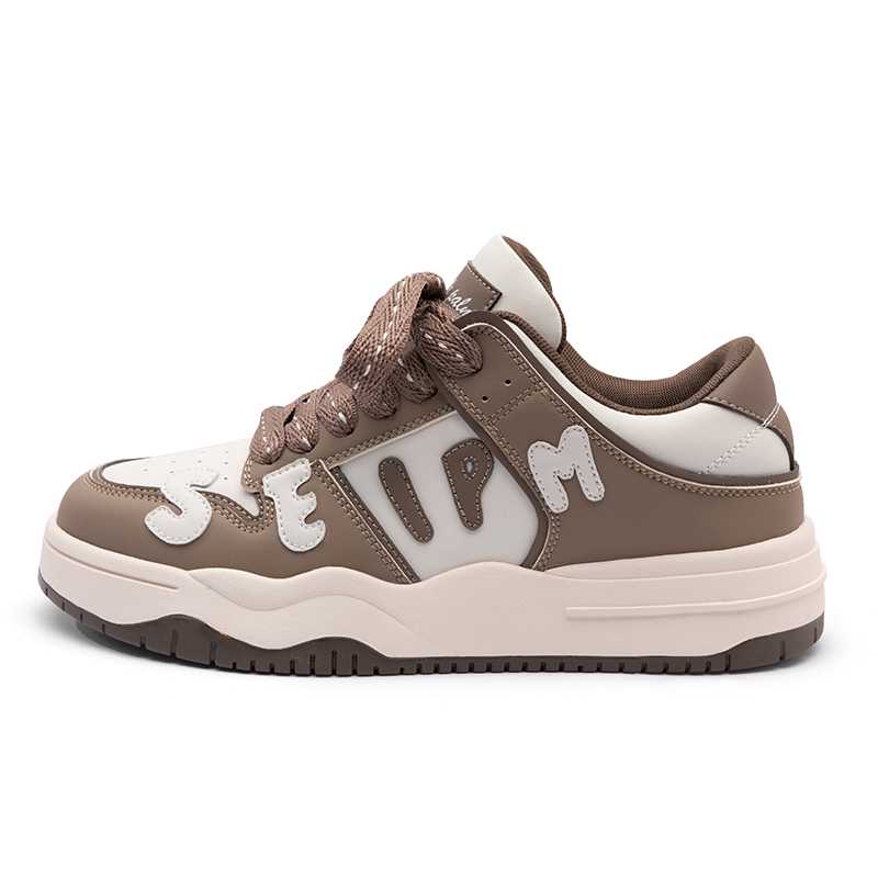 Seattle Palm Microfiber Leather Low top Skateboard Shoes Unisex Beige Brown