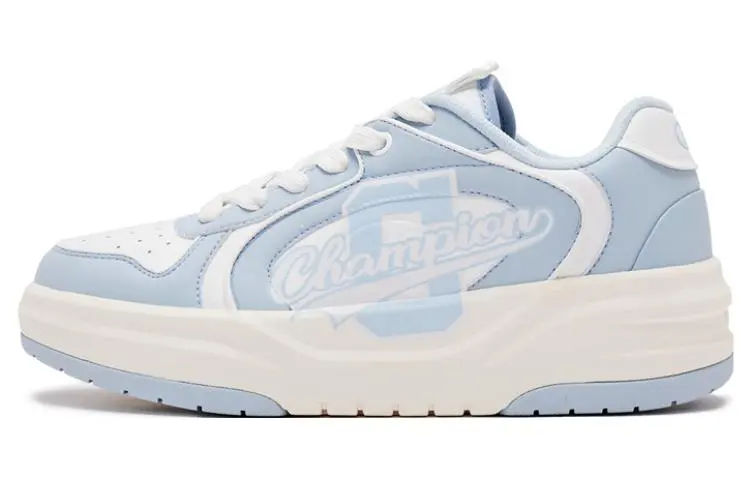 Champion Varsity 1 School Team Shoes Textile, Synthetic Leather Low top Skateboard Shoes Women's Blue White