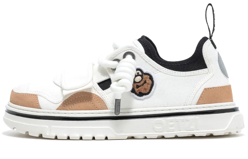 OETZI Low top Skateboard Shoes Unisex White & Camel
