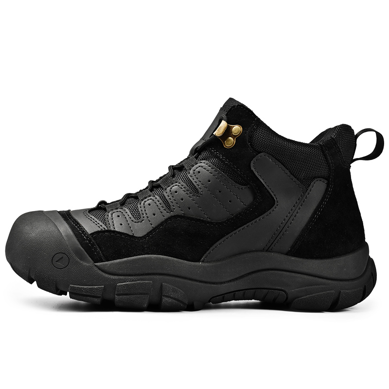 JIGONGYANG Cow Leather Plus Size Fleece Lined Insulated Shoes High top Mountaineering & Hiking Shoes Men’s