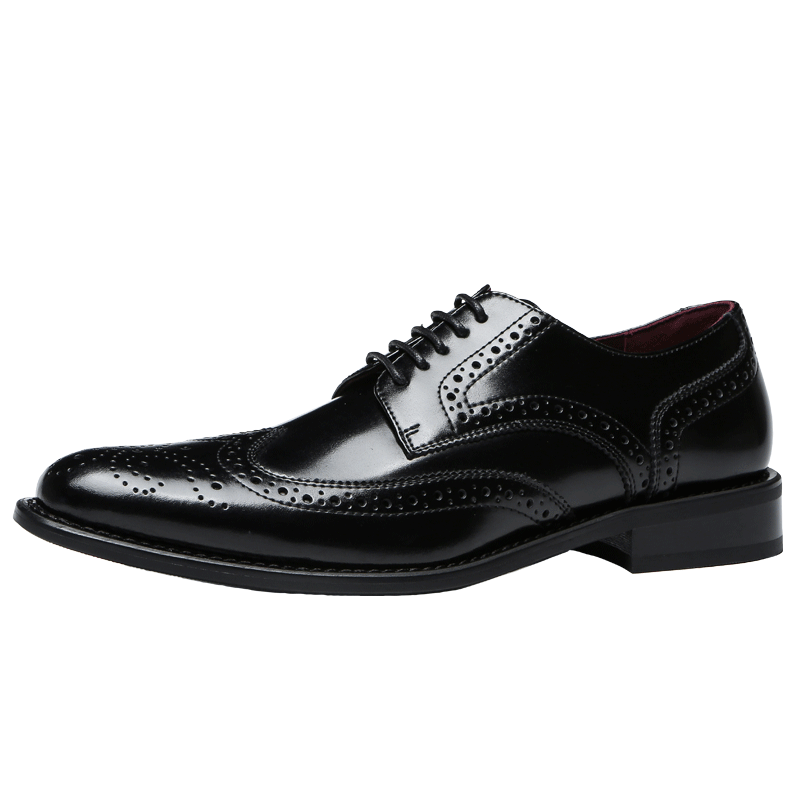 Western Ram Two-layer Cowhide Brock Carved Business Groom Shoes Casual Leather Shoes Men's