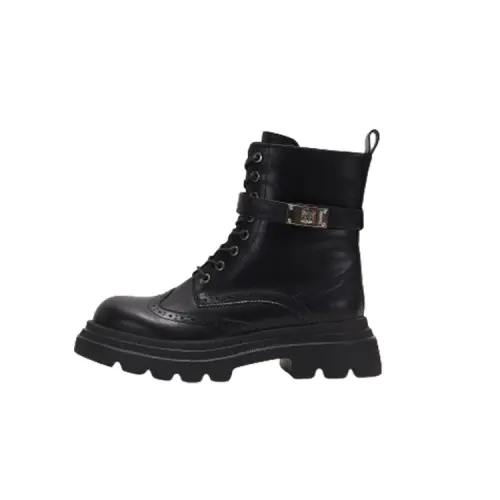 Teenie Weenie Synthetic Leather Short Combat Boots 6cm Women's