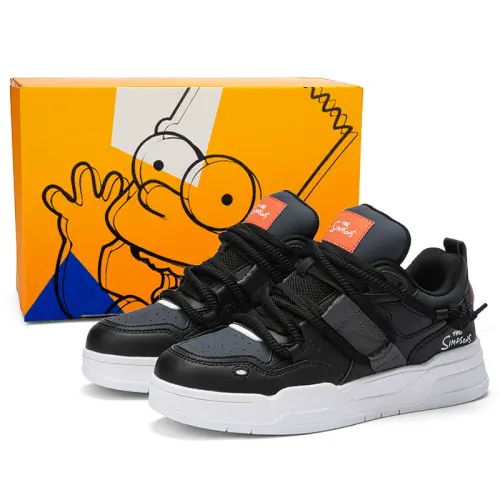 The Simpsons Skateboard Shoes Unisex Low Top Black Green/Beige Black/Classic Black White
