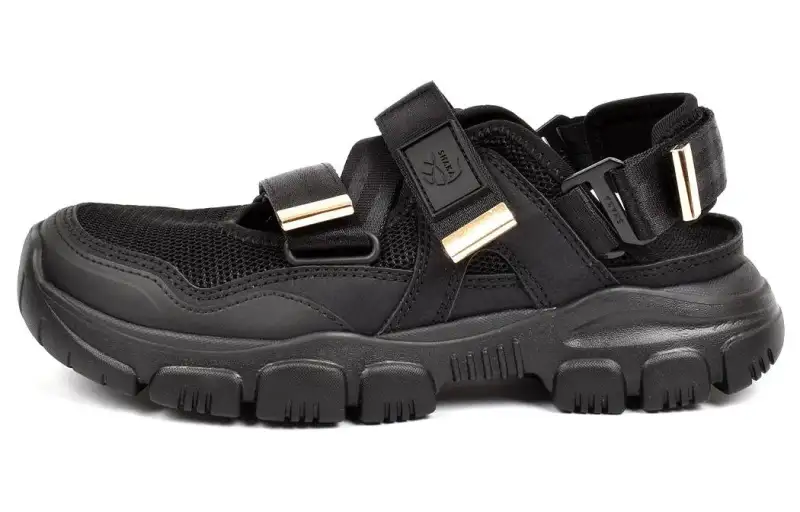 Shaka Leather Low top Casual Shoes Unisex Black Gold
