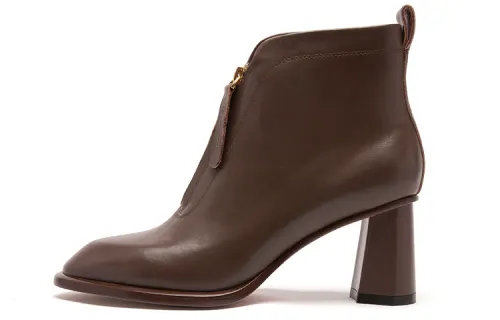 PACO GIL Cow Leather Ankle Boots 6.8cm Women's Brown
