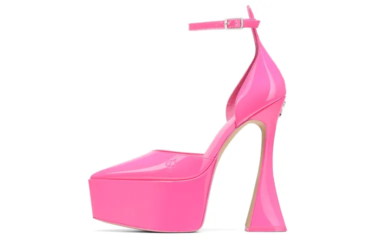 Naked Wolfe Leather Chunky Heel High Heels Women's Pink