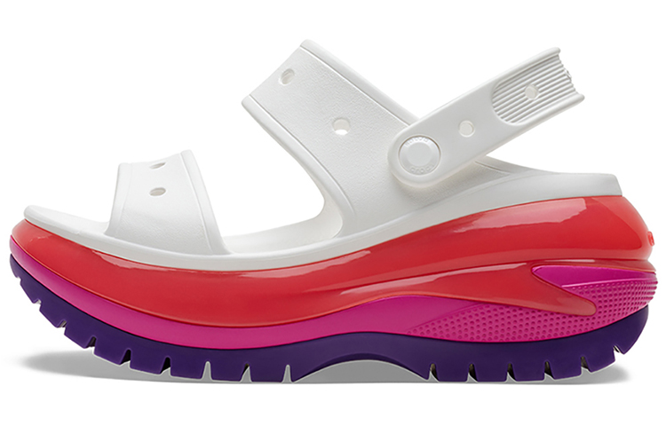 Crocs Classic Mega Crush Sandal 'White Red Purple' Women's