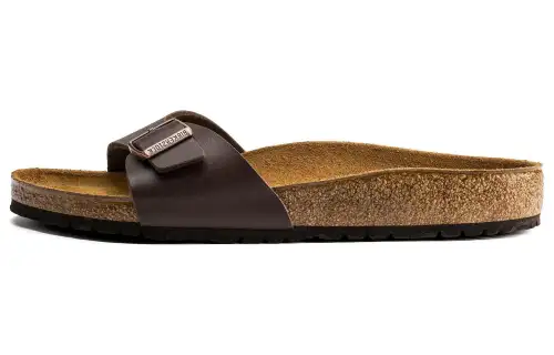 Birkenstock Synthetic Leather Slide Slippers Unisex Dark Brown Regular