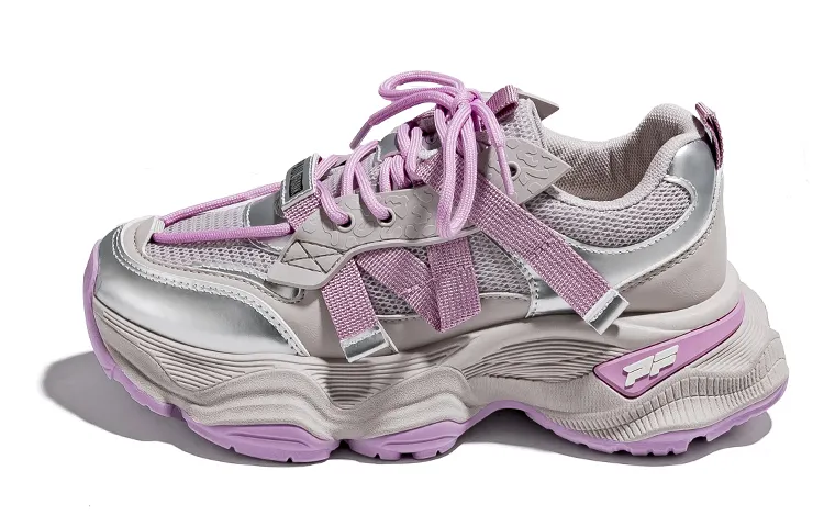 PAUL FRANK Synthetic Leather Low top Chunky Sneakers Women's Gray Purple