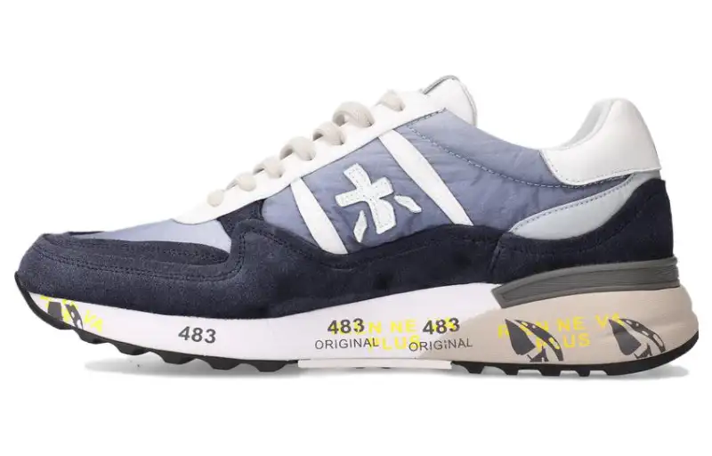 PREMIATA Landeck Leather Fashion Low top Casual Shoes Men's Blue White