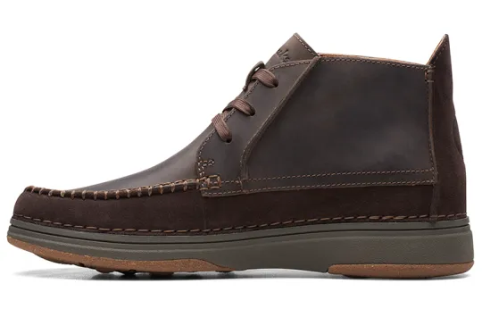 Clarks Nature 5 Mid Cow Leather Comfortable And Breathable Casual Shoes Men's Dark Brown