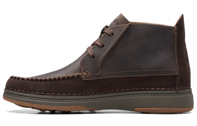 Clarks Nature 5 Mid Cow Leather Comfortable And Breathable Casual Shoes Men's Dark Brown
