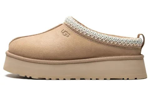 UGG Fleece Lined, Versatile Comfortable Mules Rubber Sole Closed Toe Slippers Women's Sand