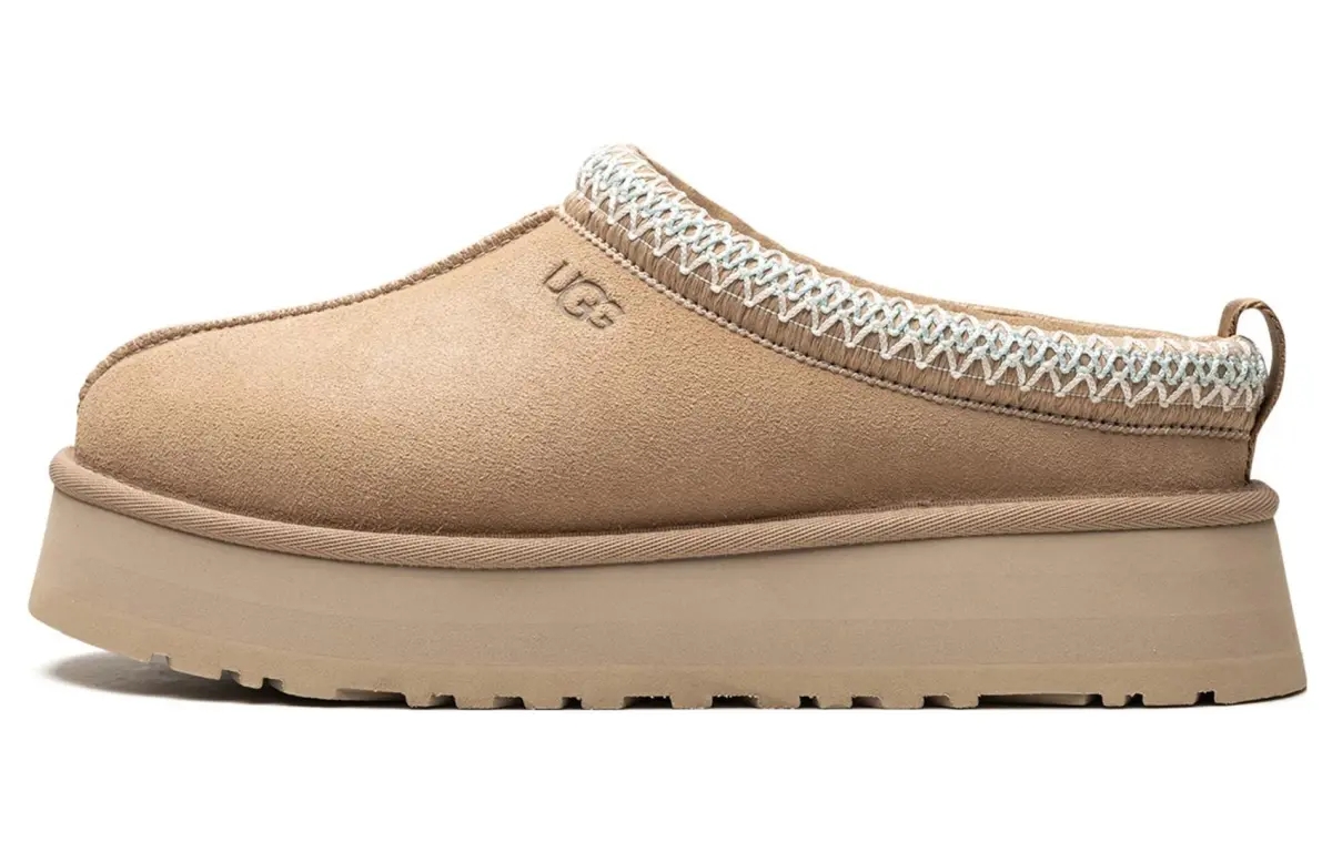 UGG Fleece Lined, Versatile Comfortable Mules Rubber Sole Closed Toe Slippers Women's Sand