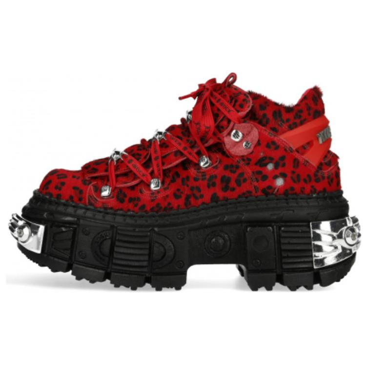 NEW ROCK Cow Leather Comfortable Abrasion Resistant Low top Casual Shoes Unisex Red
