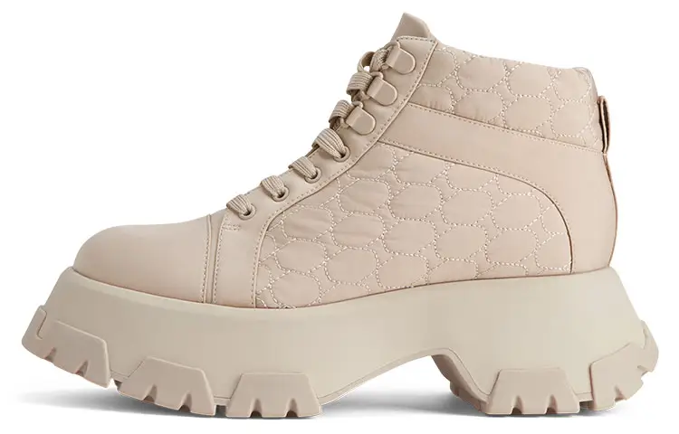 CHARLES&KEITH Combat Boots Women's Nude/Black/White