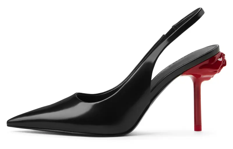 CHARLES&KEITH Small Ck Pu One Strap Sandals 9.7cm Women's Black Box Black/Silver
