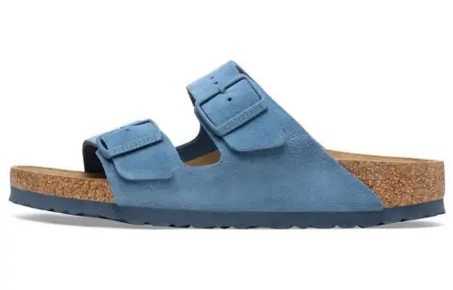 Birkenstock Arizona Suede Slide Slippers Unisex Element Blue Regular