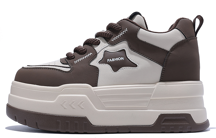 Junjiali two-layer cowhide, comfortable plus velvet, 8CM increase in height, wear-resistant and warm, low-top sneakers, women's style