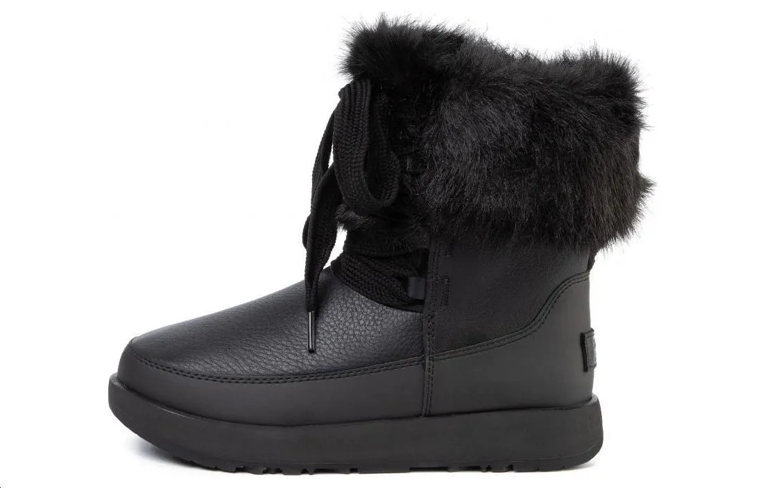 UGG Gracie Waterproof Black Leather Lace Up Boots 'Black' Women's