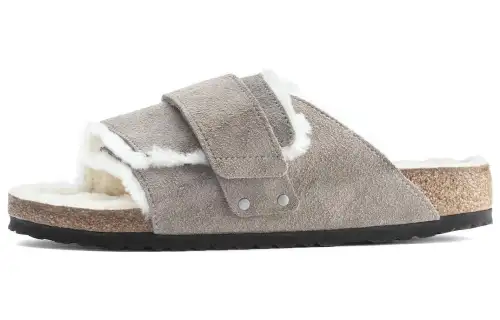 Birkenstock Kyoto Shearling Suede Stone Coin