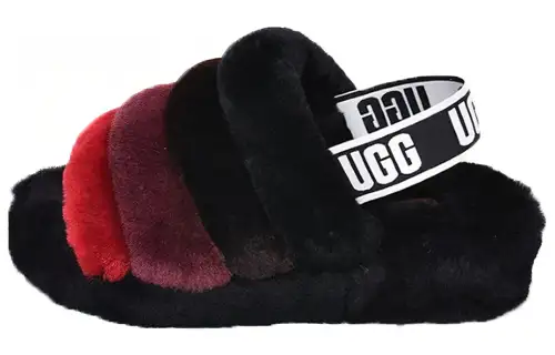 UGG FLUFF YEAH Fluff Yeah Slide Shearling Slippers Women's Dark Night Black