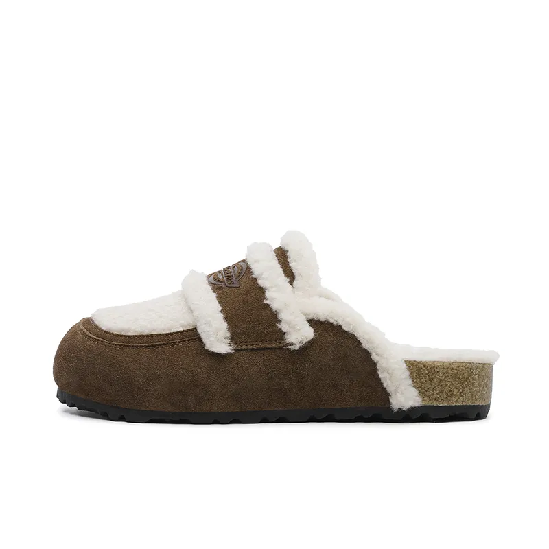 Dickies Fleece Lined Fuzzy Casual Closed Toe Slippers Women's Coffee