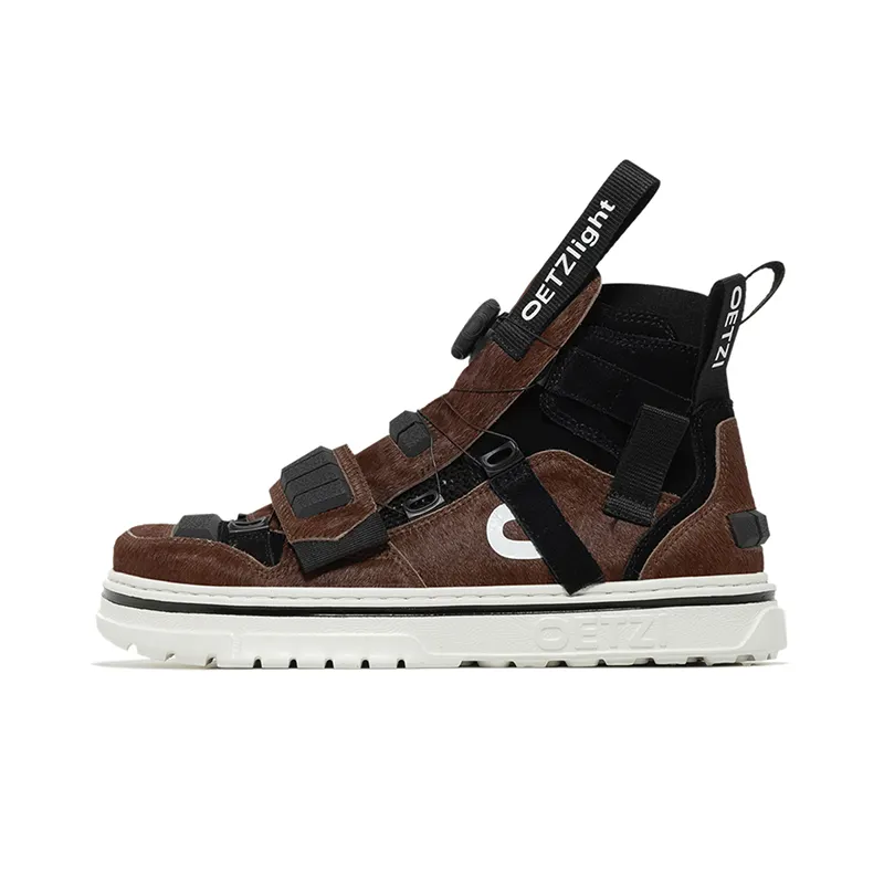 OETZI Skateboard Shoes Unisex High Top Brown/Black