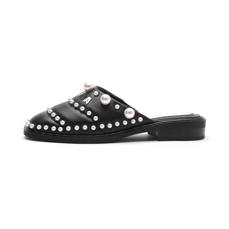 Miguel Vieira Studs Slip Resistant Closed Toe Slippers For Summer Women's Black/Pink/White