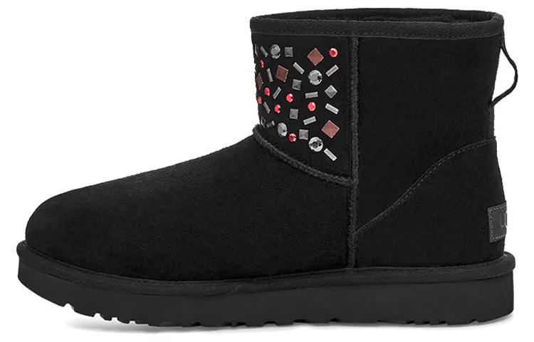 UGG Classic Mini Stud Ii Rivets Snow Boots Black Women's