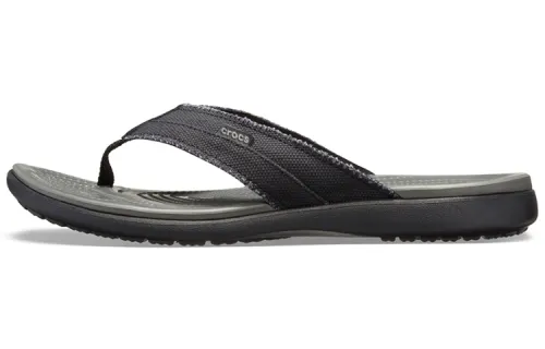 Crocs Santa Cruz Canvas Flip Flops 'Black Slate Gray'