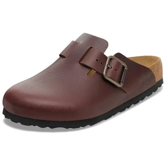 Birkenstock Boston Closed Toe Slippers Men's Dark Brown Regular Loose Fit