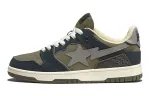 A BATHING APE SK8 STA Cow Leather Stylish Skateboarding Shoes Women's Olive Green