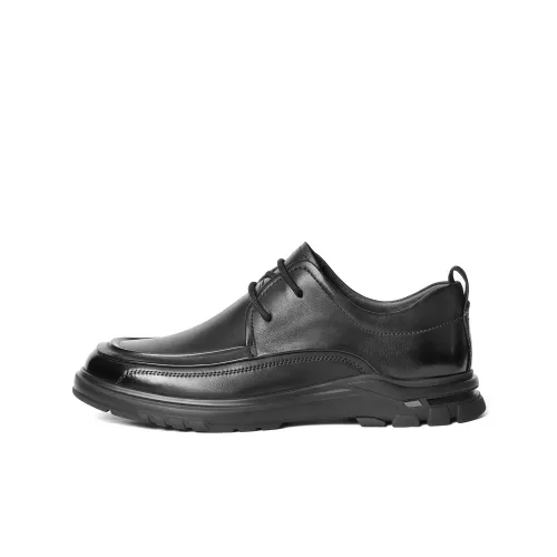 BELLE Cushioning Massage Technology Thick Sole Business Comfort Texture Shopping Mall Casual Leather Shoes Men's Black